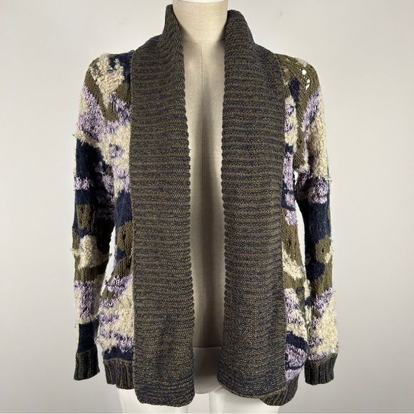 Anthropologie Sleeping On Snow Open Front Cardigan Sweater Cotton Wool Alpaca S - Picture 3 of 12